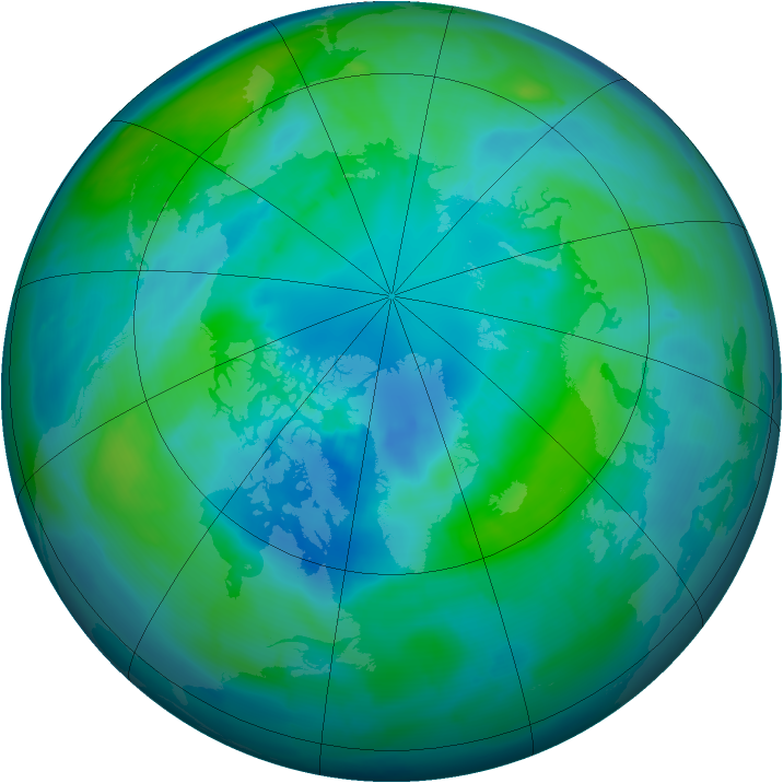 Arctic ozone map for 07 October 2009